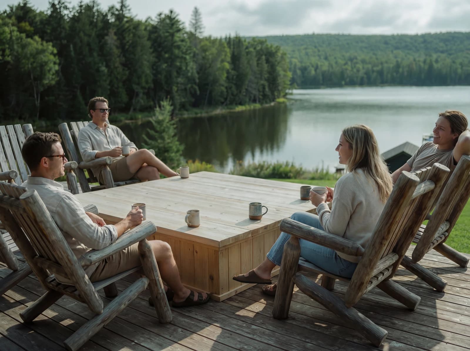 Chatting by the deck