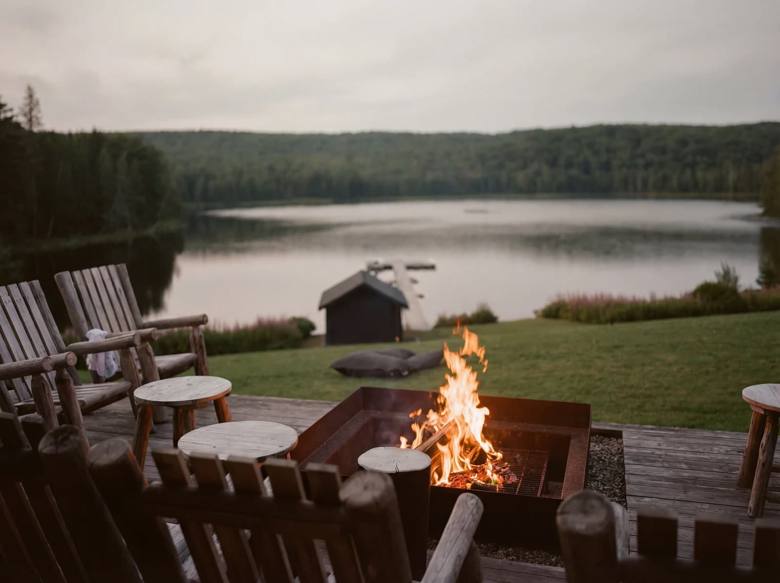 Fire pit on the deck