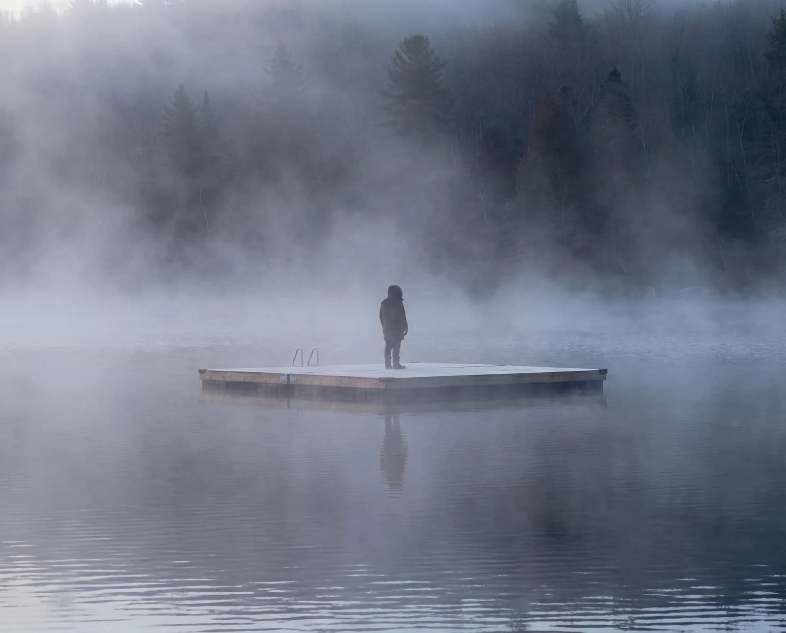 Misty lake at dawn