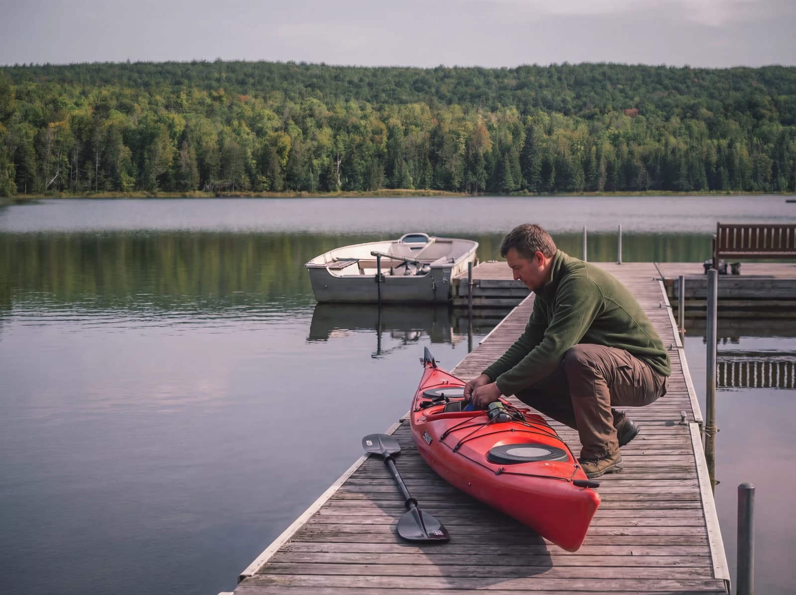 Kayak preparation on the dock