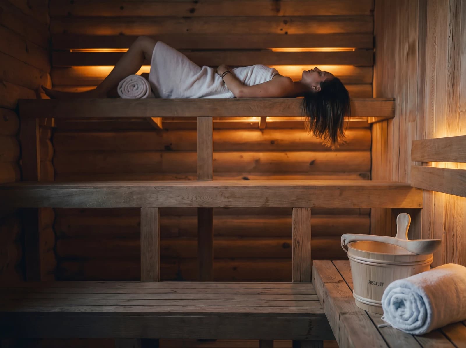 Relaxing in the sauna