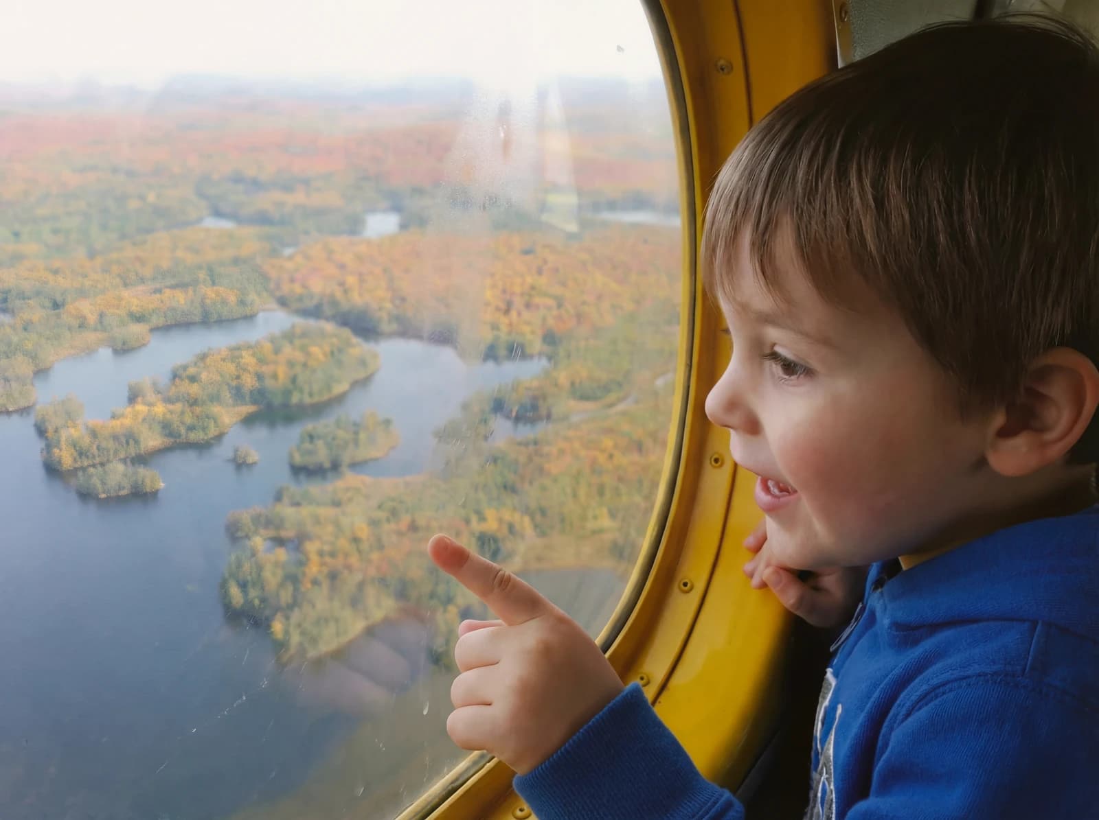 Child at seaplane window