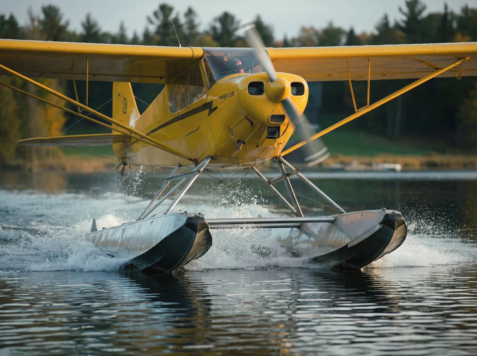 Seaplane taking off