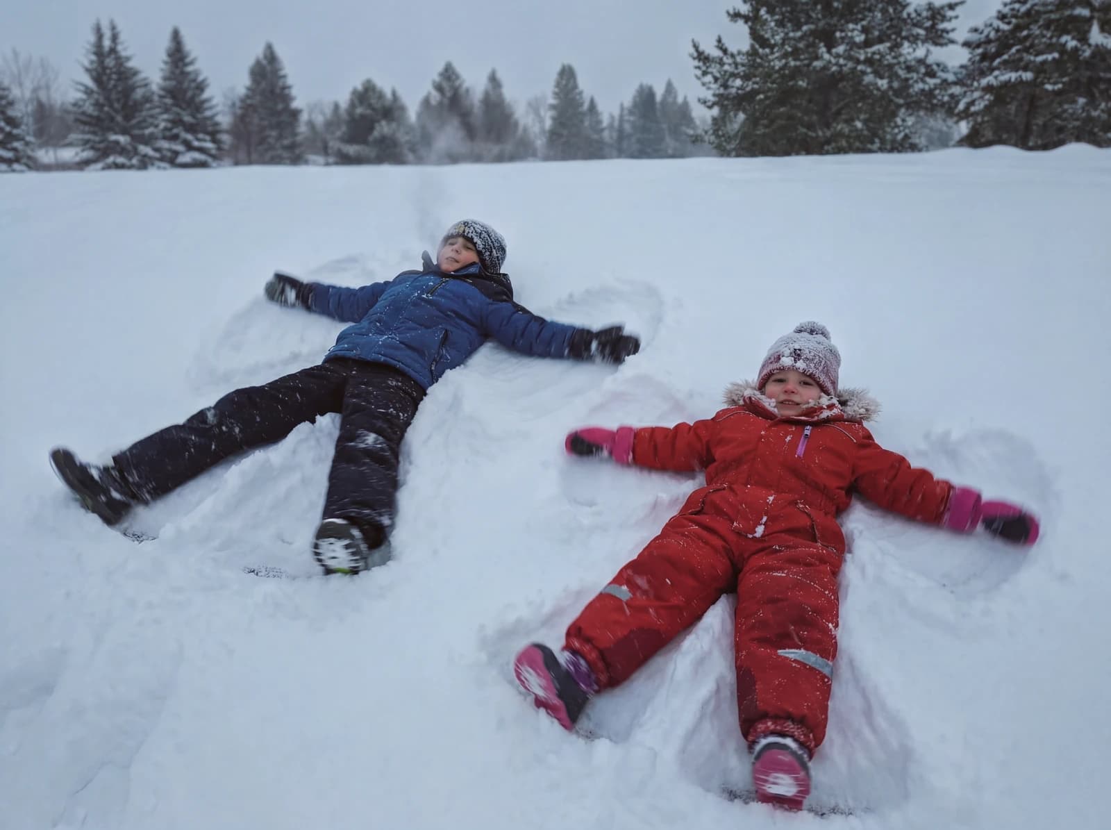 Making snow angels