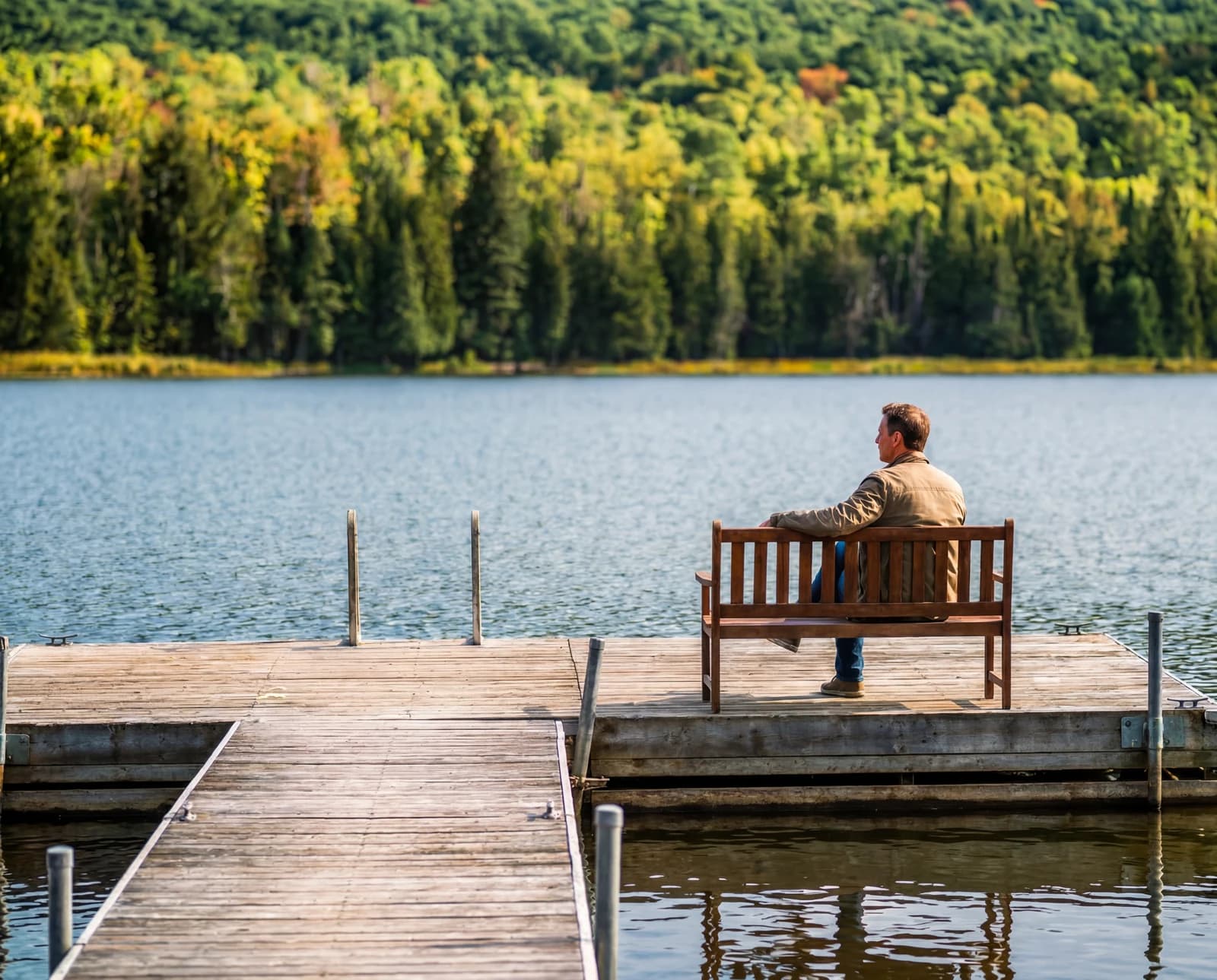Resting on a bench at the end of the dock